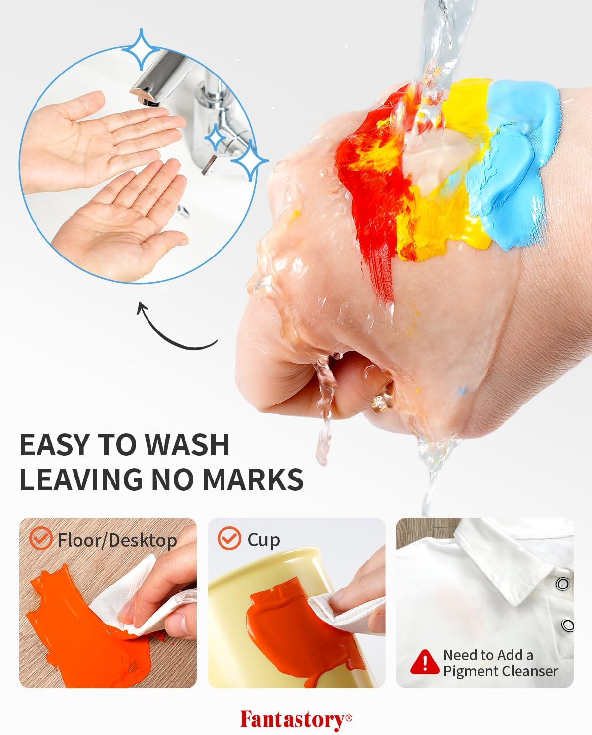 Fantastory Tempera Paint for Kids 32 Colors (2 Oz / 60 Ml Each) Washable Tempera Paint, Poster Paint Sponge Painting, Non-Toxic Kids Paint Finger Paints Hand Paints Bottles Early Learning image number 2