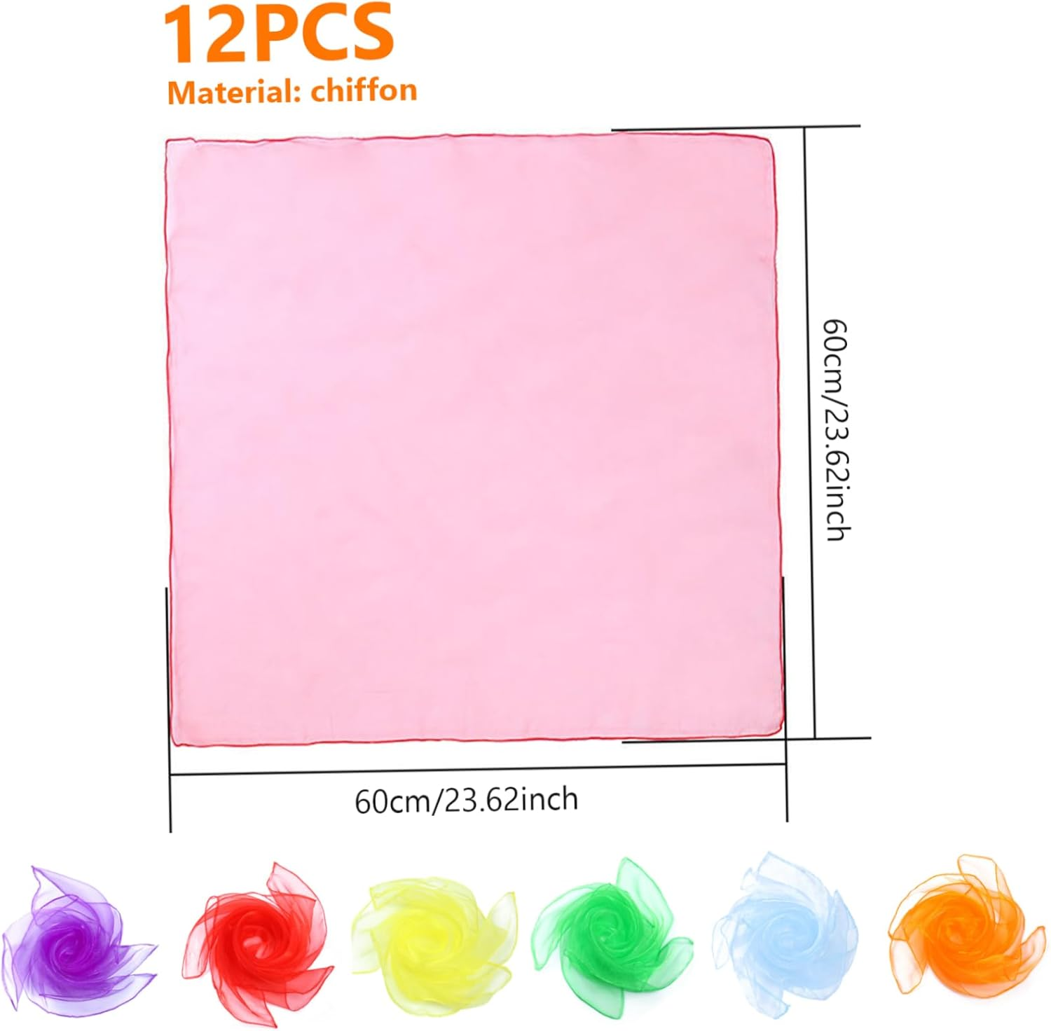 Sensory Scarves 12PCS Juggling Gymnastics Dance Scarves Square Performance Sensory Towels for Nursery Children'S Show image number 6