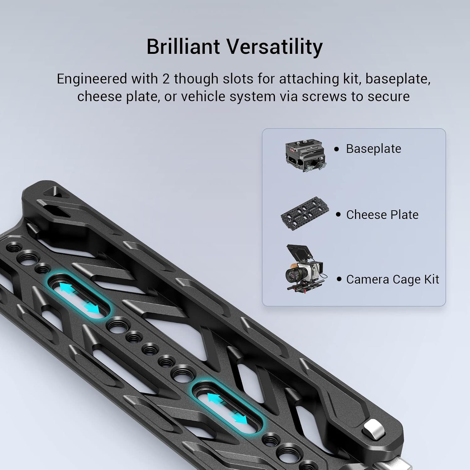 Smallrig 8'' Lightweight Dovetail Plate for ARRI with Maximum Load 20Kg, Dovetail Plate with Safety Design for Attaching Kit, Baseplate, Cheese Plate or Vehicle- 3770