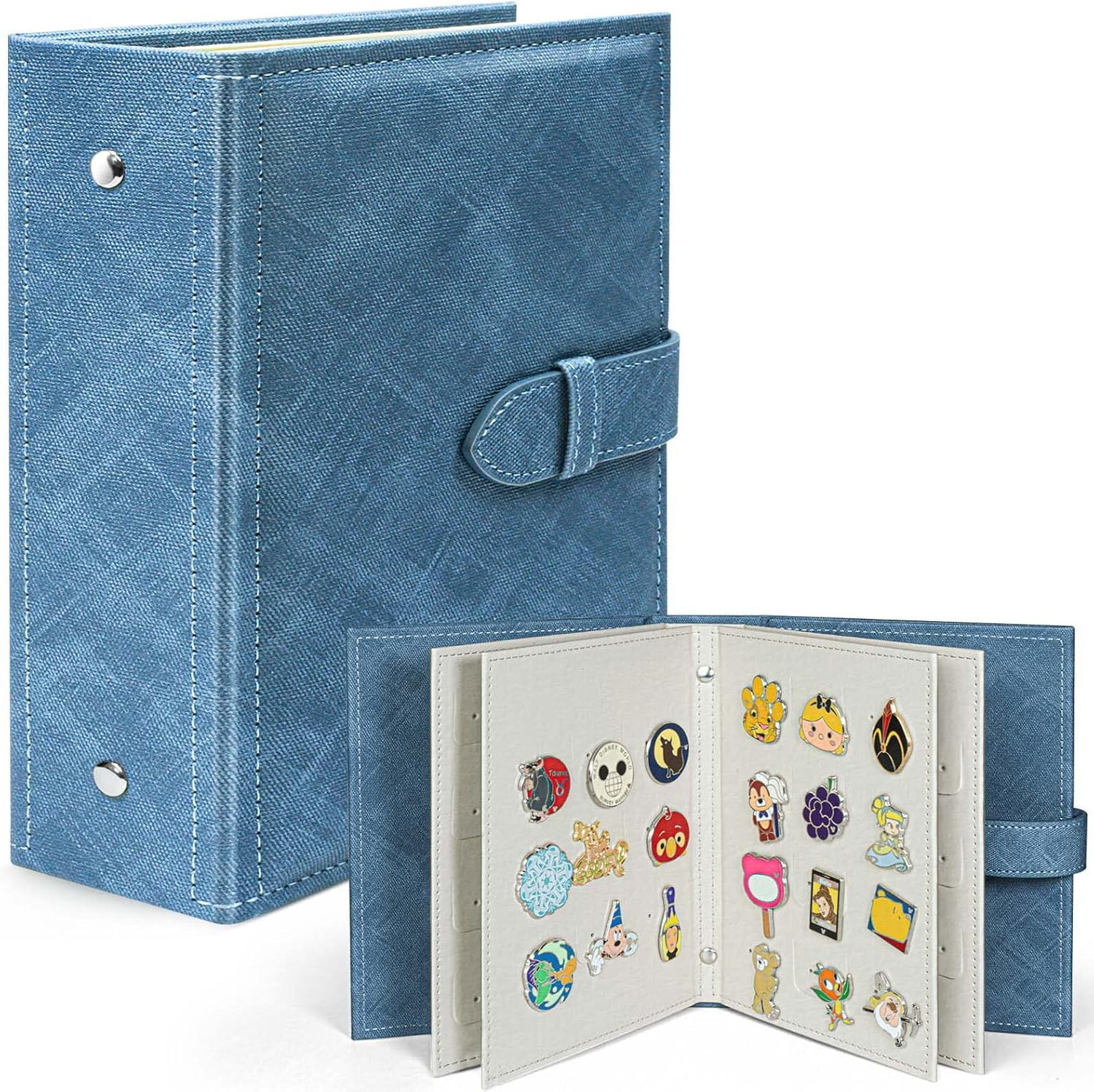 Enamel Pin Display Book, Portable Pin Trading Book, to Display and Trade Your Disney Pins, 42 Pin- Capacity, Leather Pin Holder, Fits Rubber Pin Back, Pink