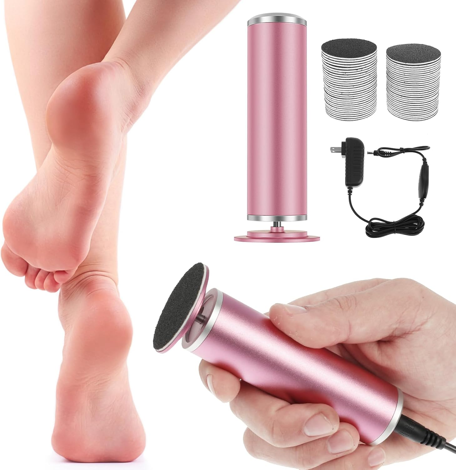 Electric Foot File with 60 Pcs Sandpapers - Adjustable Speed Callus Remover for Feet Safe Electric Foot Callus Remover Effective Electric Callus Remover for Dead Skin and Calluses