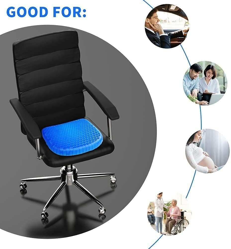 Gel Seat Cushion, Office Chair Seat Cushion with Non-Slip Cover Breathable Honeycomb Pain Relief Sciatica Egg Crate Cushion for Office Chair Wheelchair Car image number 1