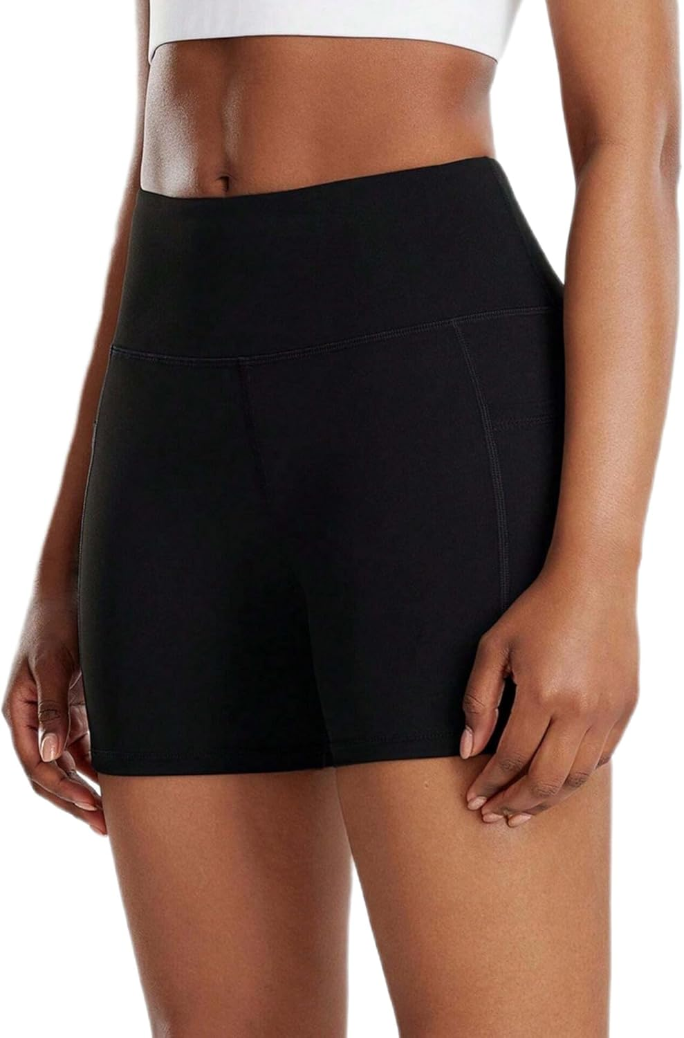 M2M STYLE High Waisted Yoga Shorts for Women - Soft & Stretchy Biker Shorts with Pockets for Running, Cycling, Fitness & Activewear image number 3