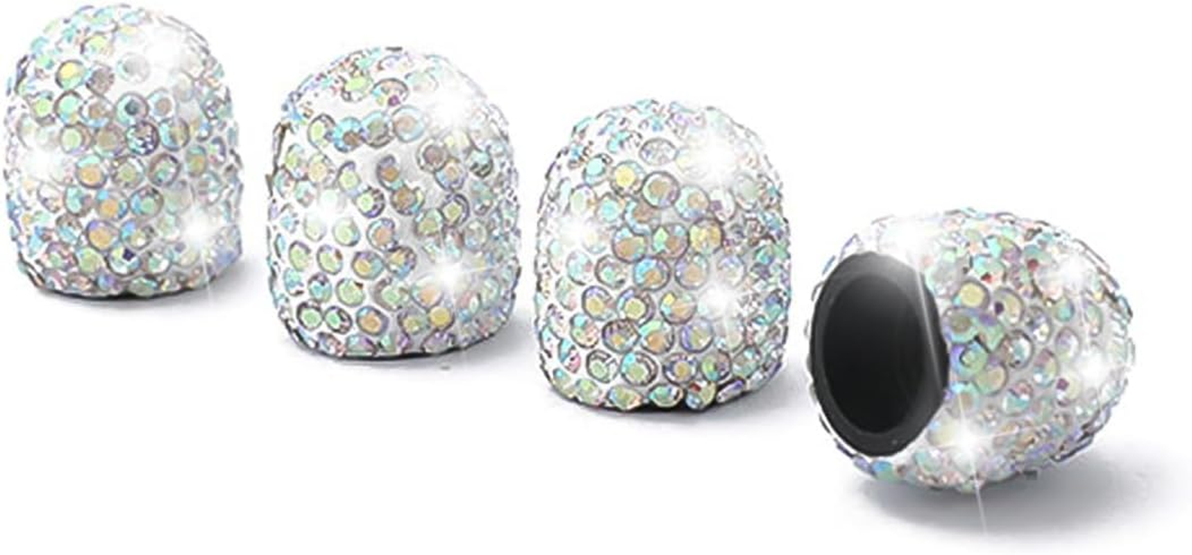 CGEAMDY 4 Pieces Universal Car Valve Caps, Crystal Diamond Valve Caps, Crystal Rhinestone Car Tyre Caps, Tyre Valve Dust Caps, Bicycle Tyre Valve Caps (AB)