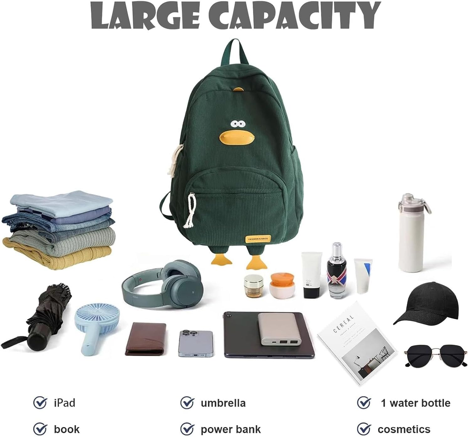 Cute Animal Backpack | Cartoon Duck-Shaped Soft Backpack | Large Capacity Kids Schoolbag with Multiple Pockets for Children and Students, Fun and Functional Design, Fun Animal School Bag