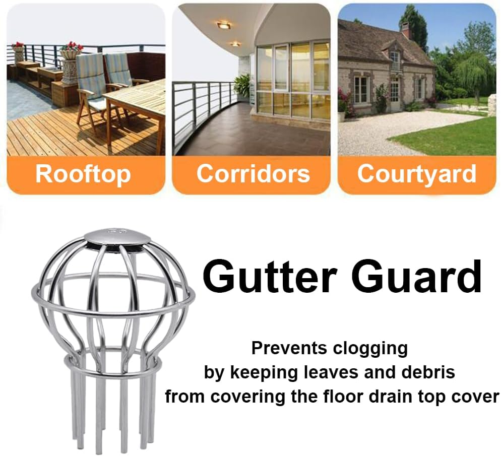 Gutter Guard, 304 Stainless Steel Roof Drain Drainage Ditch, Anti-Blocking Mesh Cover, Gutter Protection,Outdoor Roof Blocking Proof Line Cap,Round Floor Net Cover(50 Tubes) image number 1