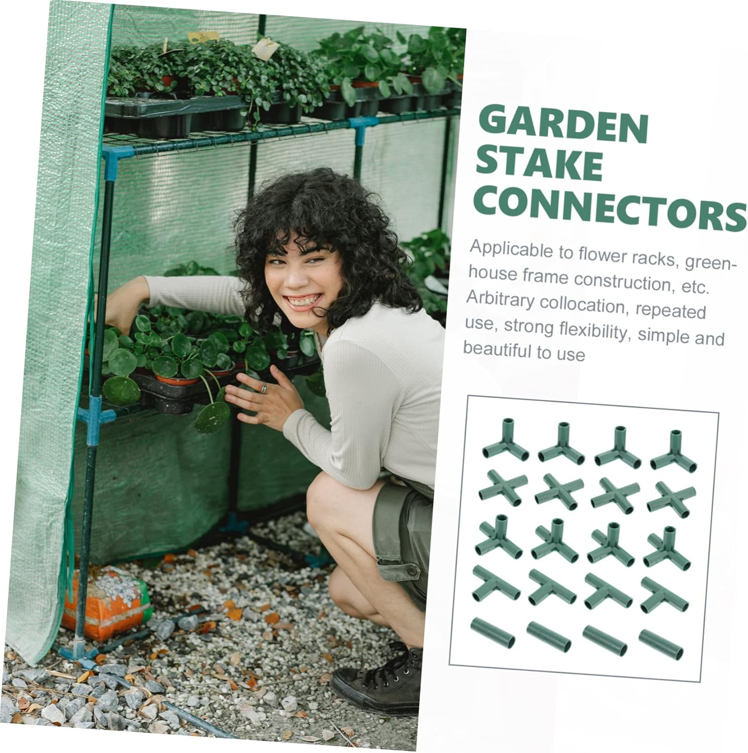 FONDOTIN 20Pcs Garden Pillar Connectors Tube Joints Kit 16Mm Plant Trellis Plastic Connectors Straight Tee Cross Fittings for Greenhouse Frame Support Gardening Supplies image number 6