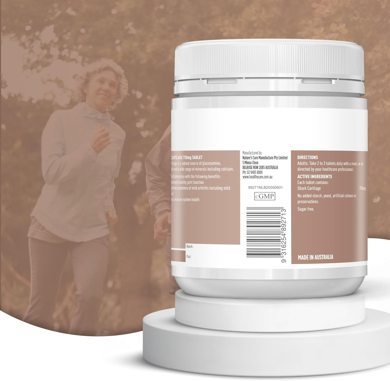 Healthy Care Shark Cartilage Tablets - Premium Dietary Supplement for Joint & Immune Support - Sugar-Free - 200 Tablets image number 2