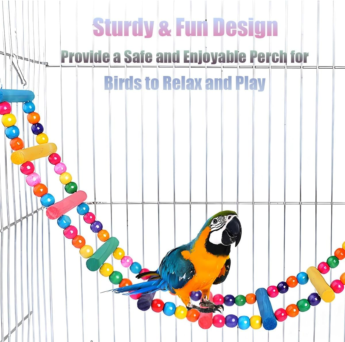 Bird Toys for Parrots Parrot Bridge, Swing Toys, and Ladders for Macaws, African Greys, Budgies, Cockatiels & Parakeets - Wooden Bird Ladder and Swing Toys for Play and Training (45Inch - 18 Ladders) - 10Inch- 4 Ladders image number 4