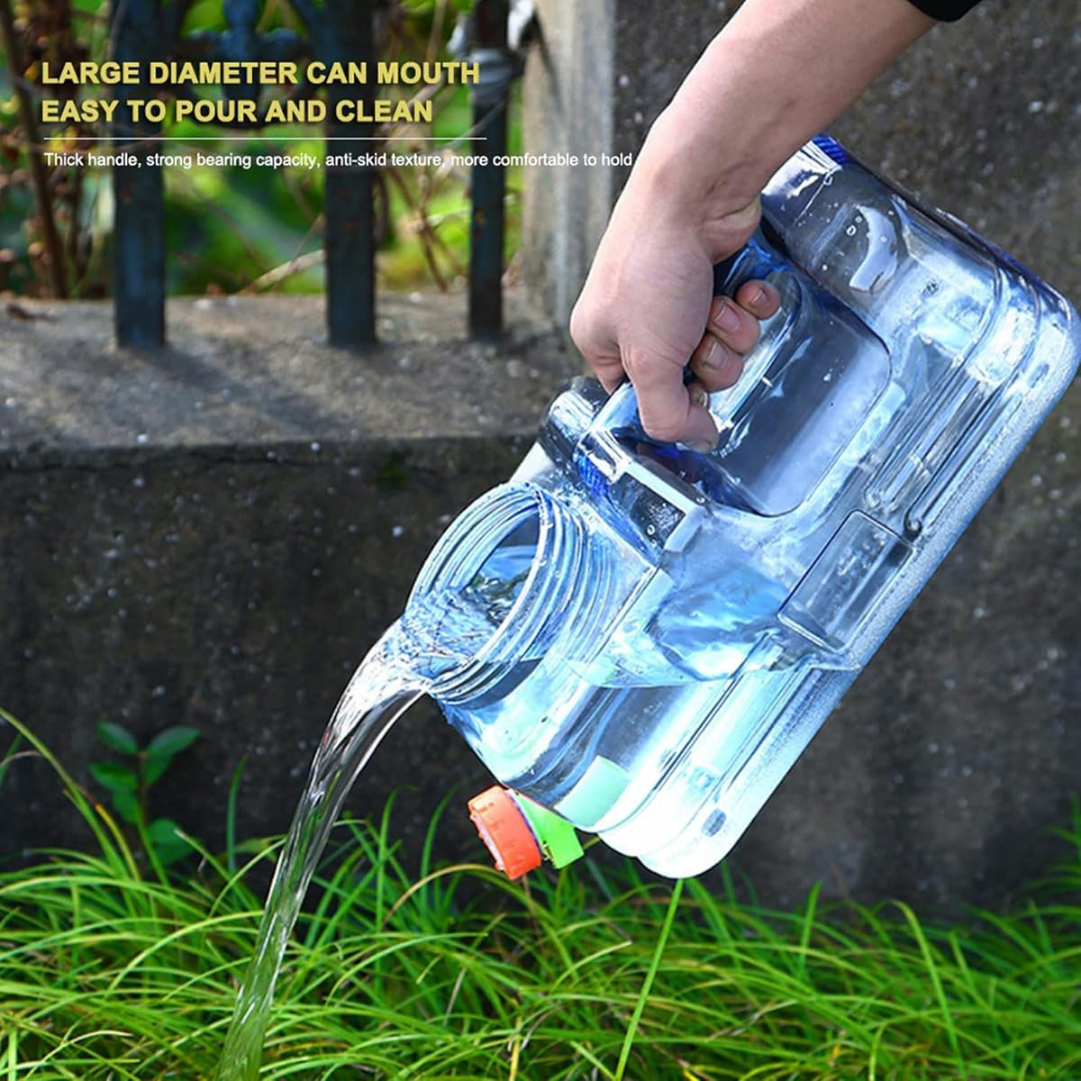 AIMALL 2.64 & 1.32 Gallon Low Flat PC Water Storage Buckets with Tap, Ergonomic Handle, Wide Mouth, for Outdoor Camping Self-Driving Travel Tea Set Drinking Use &ndash; Blue image number 4