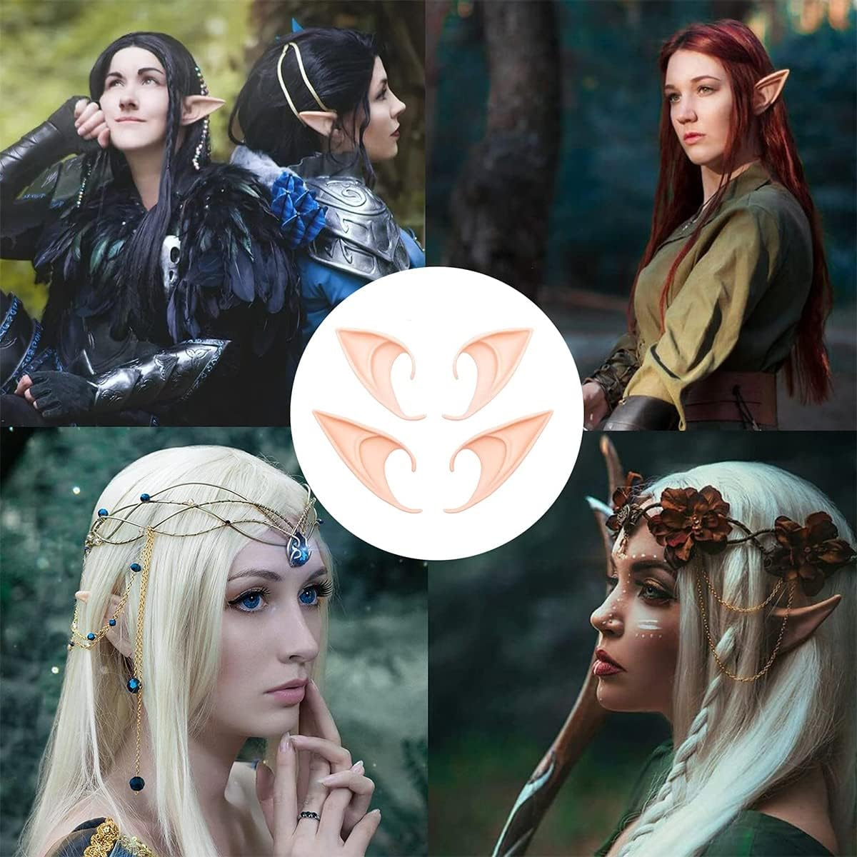 Fairy Ears, Elf Ears, Pointed Ears, 4 Pairs Halloween Party Accessories, Halloween Accessories, Cosplay, Christmas Party Costume, Cosplay Accessories, Prop Party, Theme Party Costume, Party Masquerade