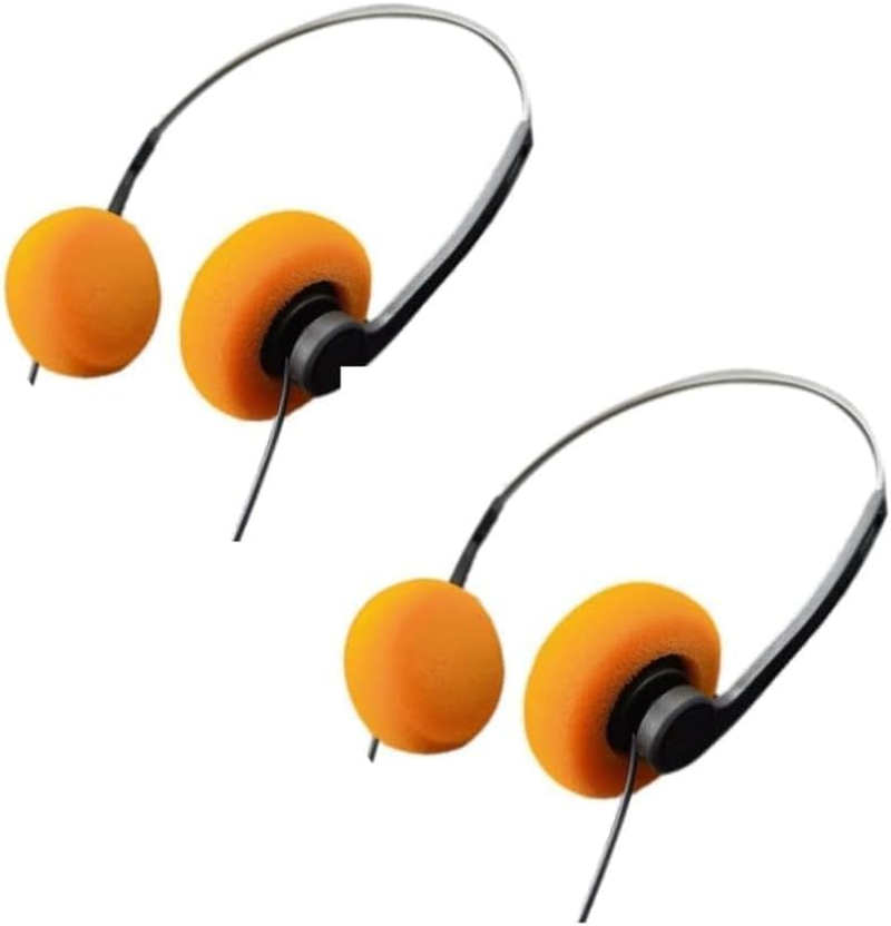 2 Pcs Retro on Ear Headphones, Wired Stereo Headphones, Lightweight Portable Headphone with Adjustable Headband, Cassette Player, Over-Ear Headphone(Orange) image number 2