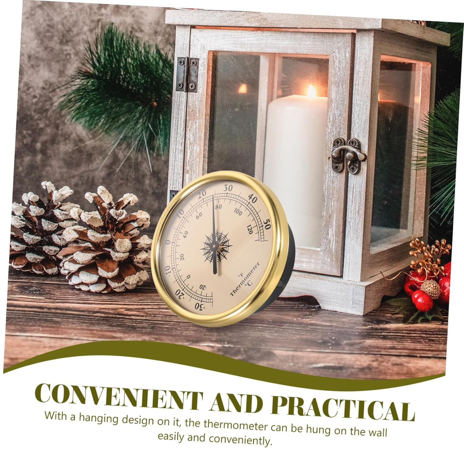 Wall Mount Temperature Gauge Thermometer for Home and Weather Monitoring Clear Scale Compact round Design Read Temperature for Indoor Use image number 3