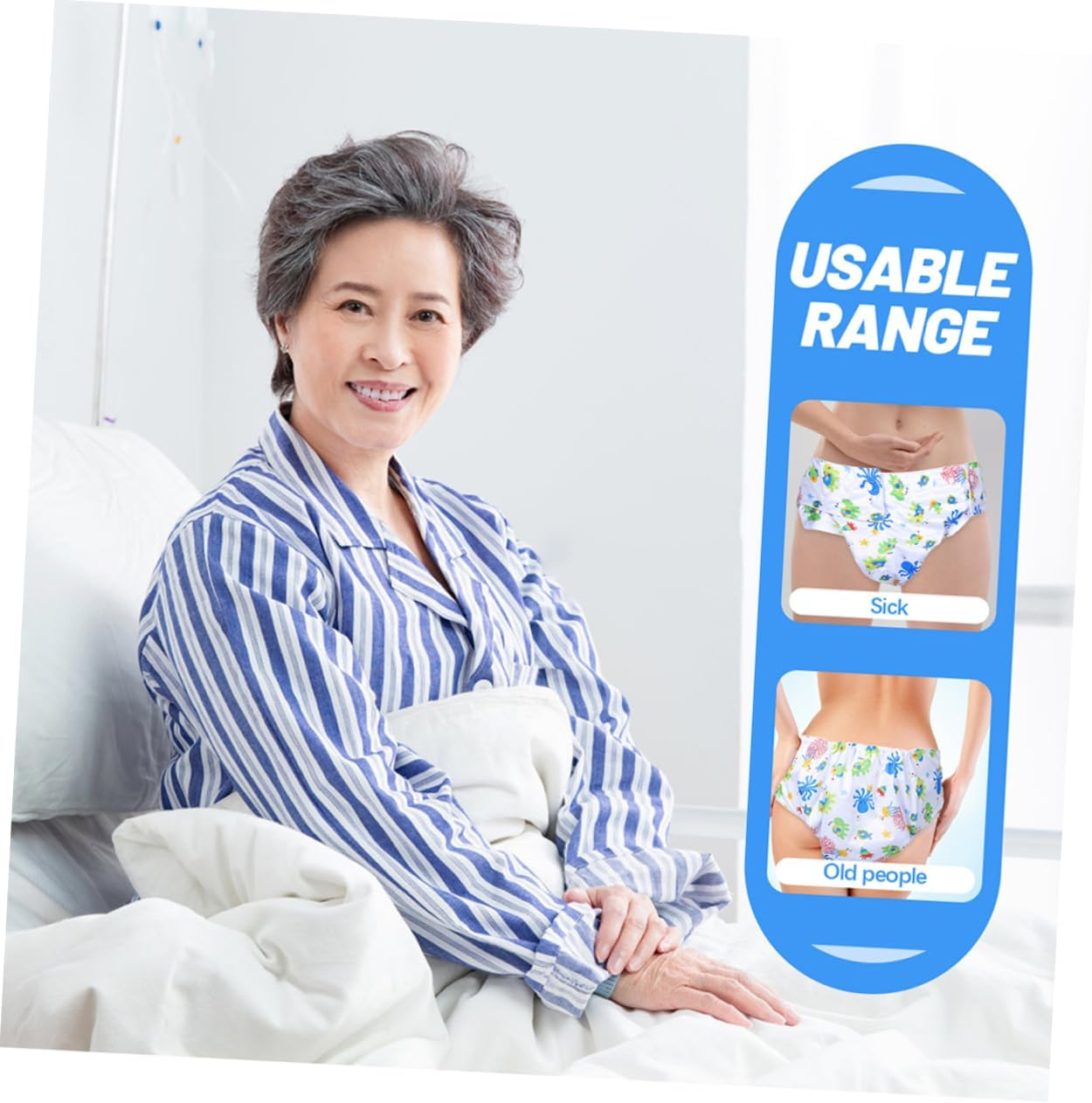 Abaodam 2Pcs Adult Diapers Reusable Cloth Underwear for Elderly Incontinence Maximum Absorbency for Women and Men Large image number 4