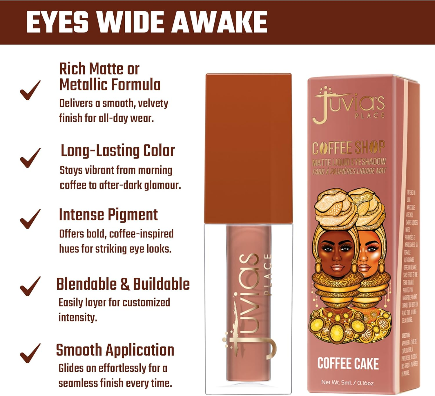 Juvia'S Place Coffee Shop Liquid Eyeshadow - Coffee Cake Matte - Metallic Caf&eacute; Royale image number 3