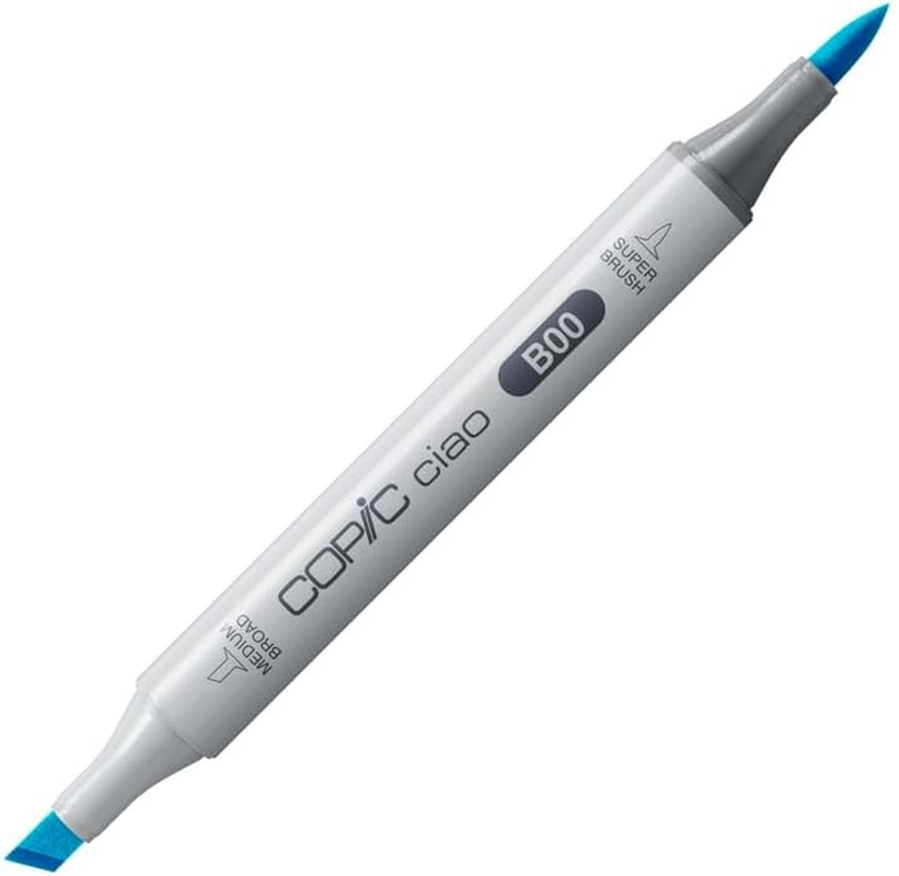 COPIC Ciao Marker Type B - 00, Frost Blue, Versatile Layout Marker with One Medium and One Brush Tip image number 1