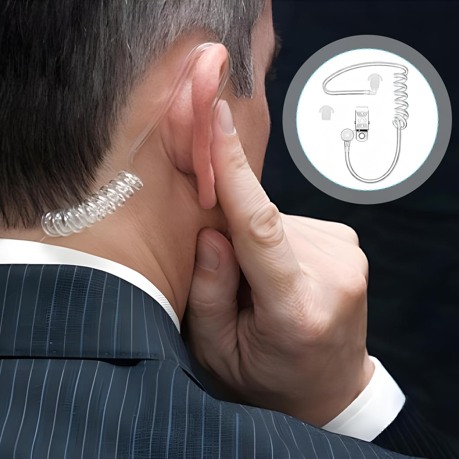 Earphones Sound Tube for Radios, Sound Tube Ear Insert, Bi-Directional Receiver, Transparent, Includes Retaining Clip and Earplugs, Suitable for Intercoms, One-Ear Headphones image number 6