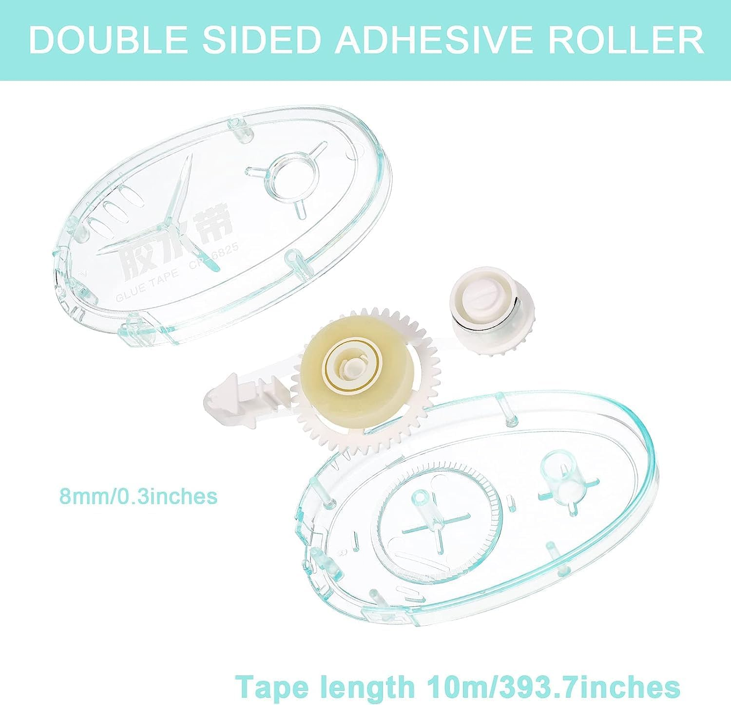 6Pcs Glue Roller,10M X 8Mm Permanent Double Sided Adhesive Scrapbook Tape Roller, Dispenser Transparent Glue Roller,Scrapbook Runner Tape for Crafting,Photo,Cards,Journal (3 Color) image number 1