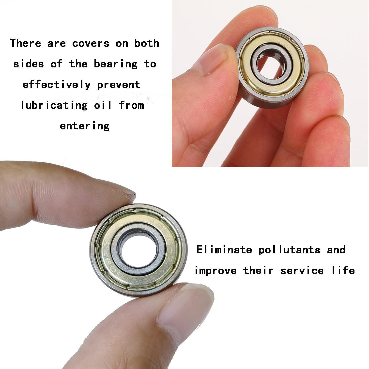 Tjhypenete 40 Pcs 608 ZZ Ball Bearings, 8 X 22 X 7 Mm Bearing Steel Skateboard Bearings, Double Iron Shielded Miniature Deep Groove Ball Bearings for Inline Skates, Scooters, Long Boards Roller Blade