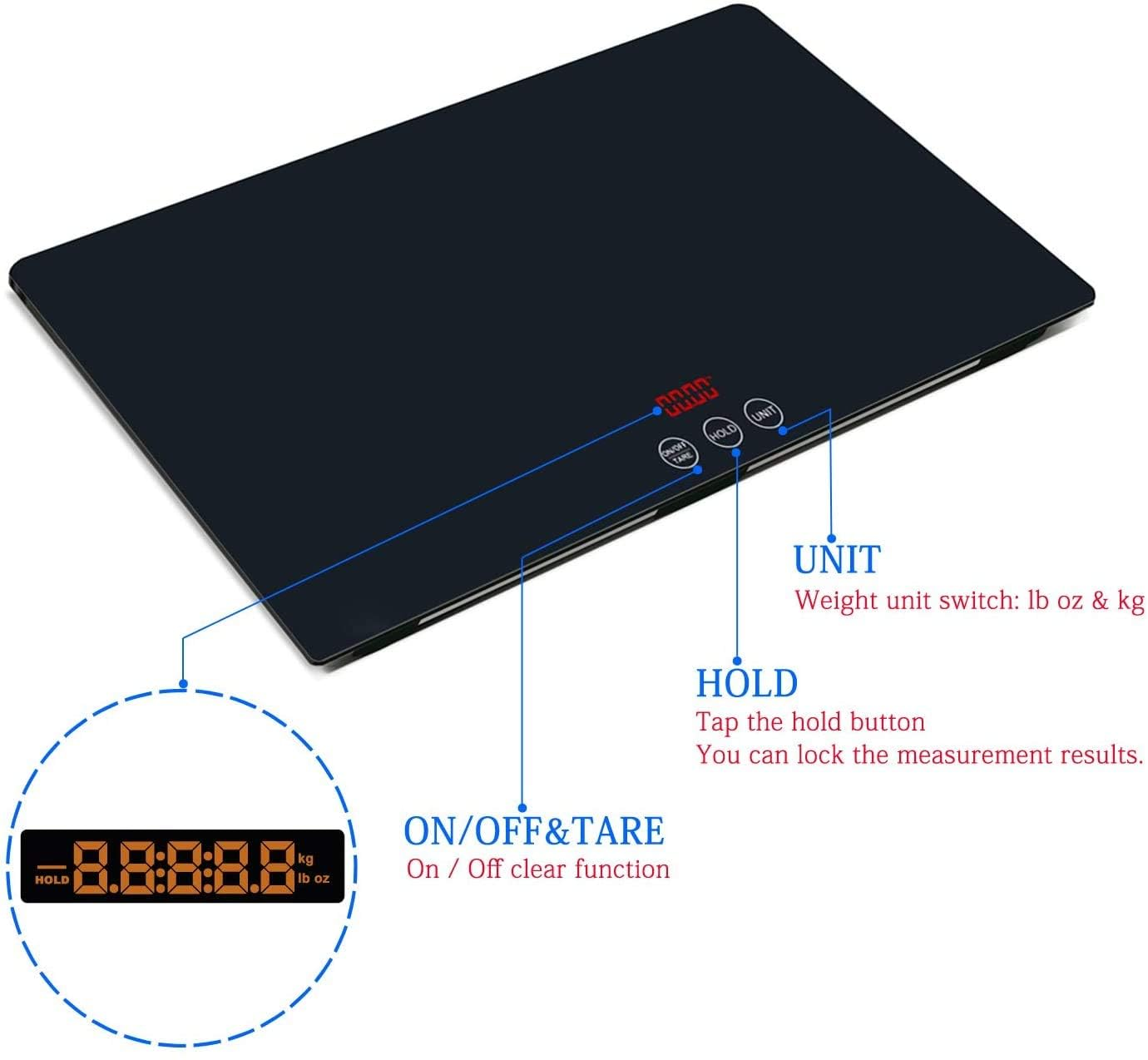 Digital Pet Scale to Measure Dog and Cat with 3 Weighing Modes, Kg, Oz, Lb, 220 Pound, Lbs, Capacity with Precision of 10G, Black 25.6 17.7Inch