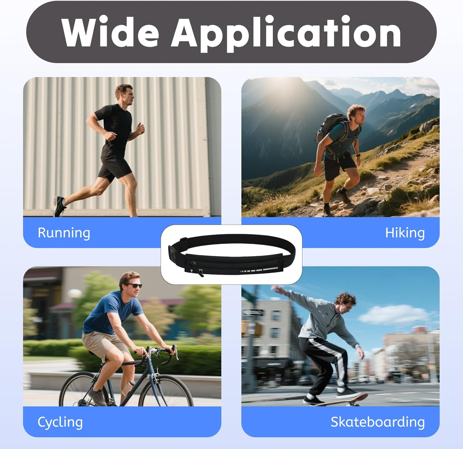 Men'S and Women'S Slim Fit Running Belt Waist Bag, Lightweight Phone Holder Waist Belt Suitable for Jogging, Exercise, and Outdoor Activities, Adjustable, Waterproof, Reflective Design image number 4