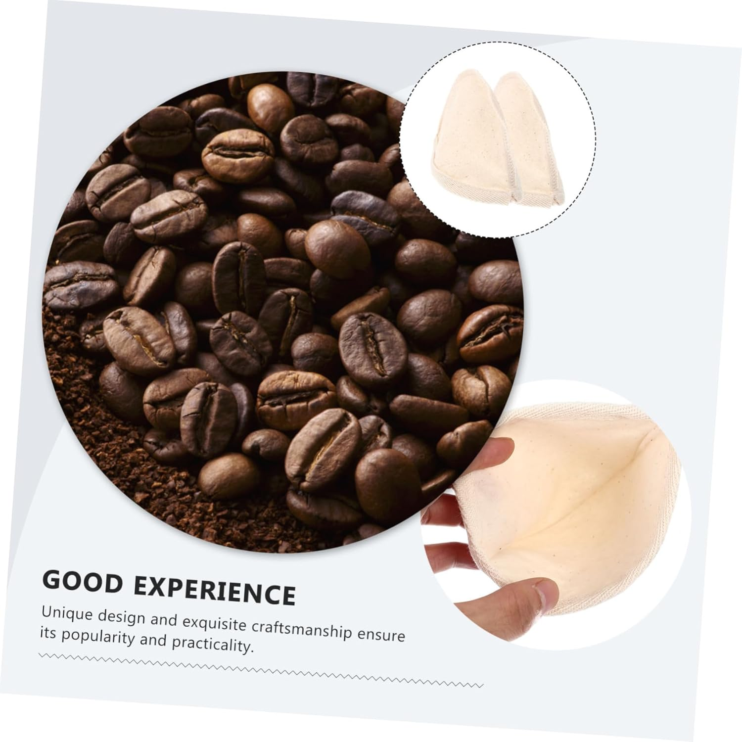 Sosoport 2Pcs Reusable Cotton Mesh Filter Bag Large Coffee and Milk Tea Strainer Pouch Fine Mesh Brewing Filter for Portable Use and Multiple Brewing Methods image number 2