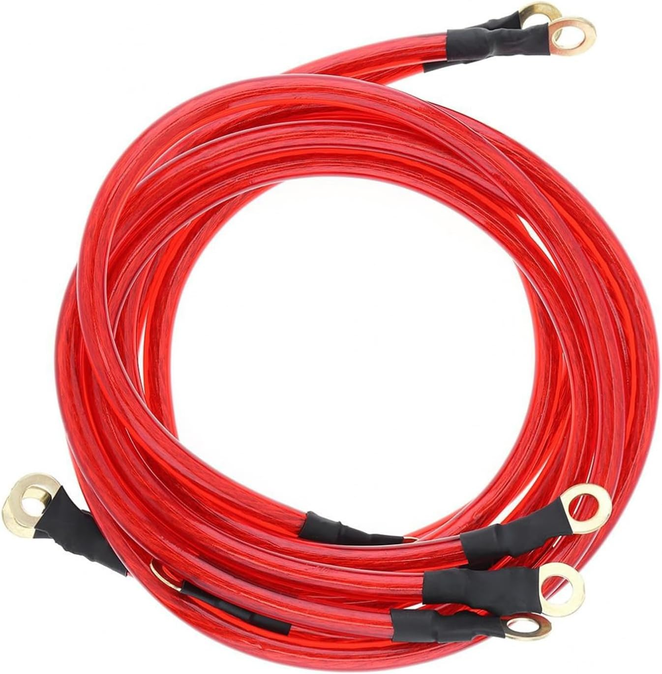 5 Point Car Universal Earth Ground Cables Grounding Wire System Kit High Performance Improve Power for Car Truck (Red)