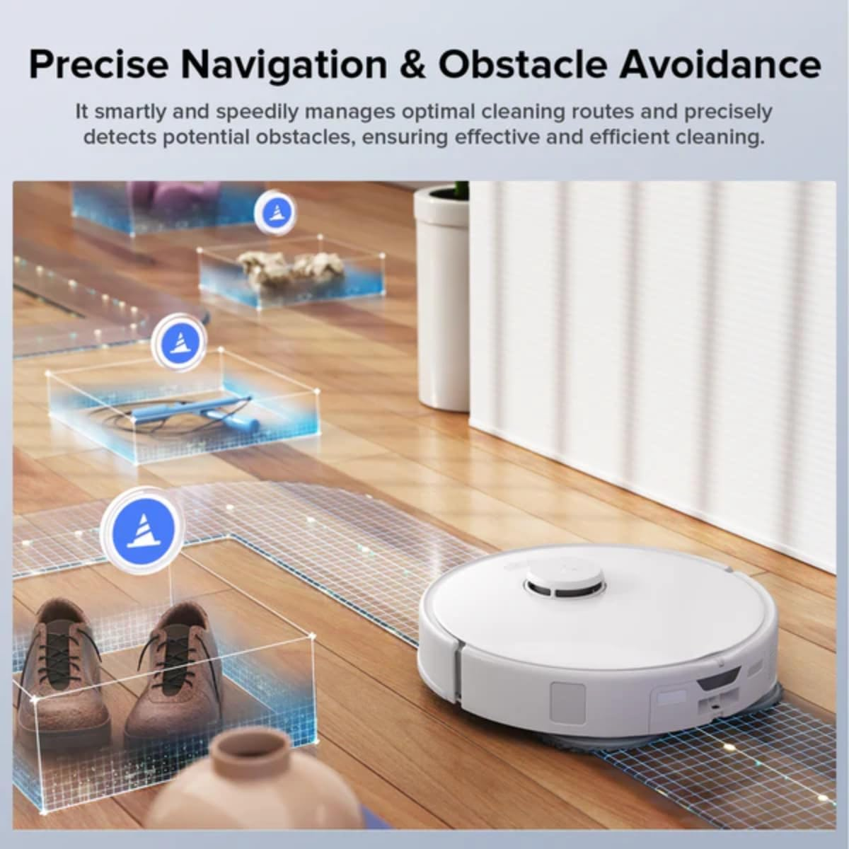 Roborock Qrevo Edgec Robot Vacuum and Mop with Multifunctional Dock 3.0, 18,500Pa Suction, Zero-Tangling, Flexiarm Arc Side Brush, 17Mm Mop Lifting, Hot Water Mop Washing & Drying, Self-Emptying image number 5