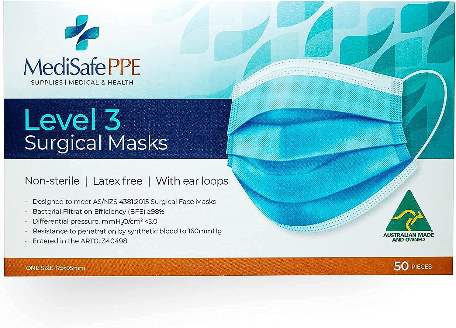 Medical Face Masks, Australian Made, Face Mask Disposable, Surgical Face Masks, ASTM, Level 3, Disposable Face Mask, 3 Ply Disposable Mask, Breathable Face Shield (50 PACK)