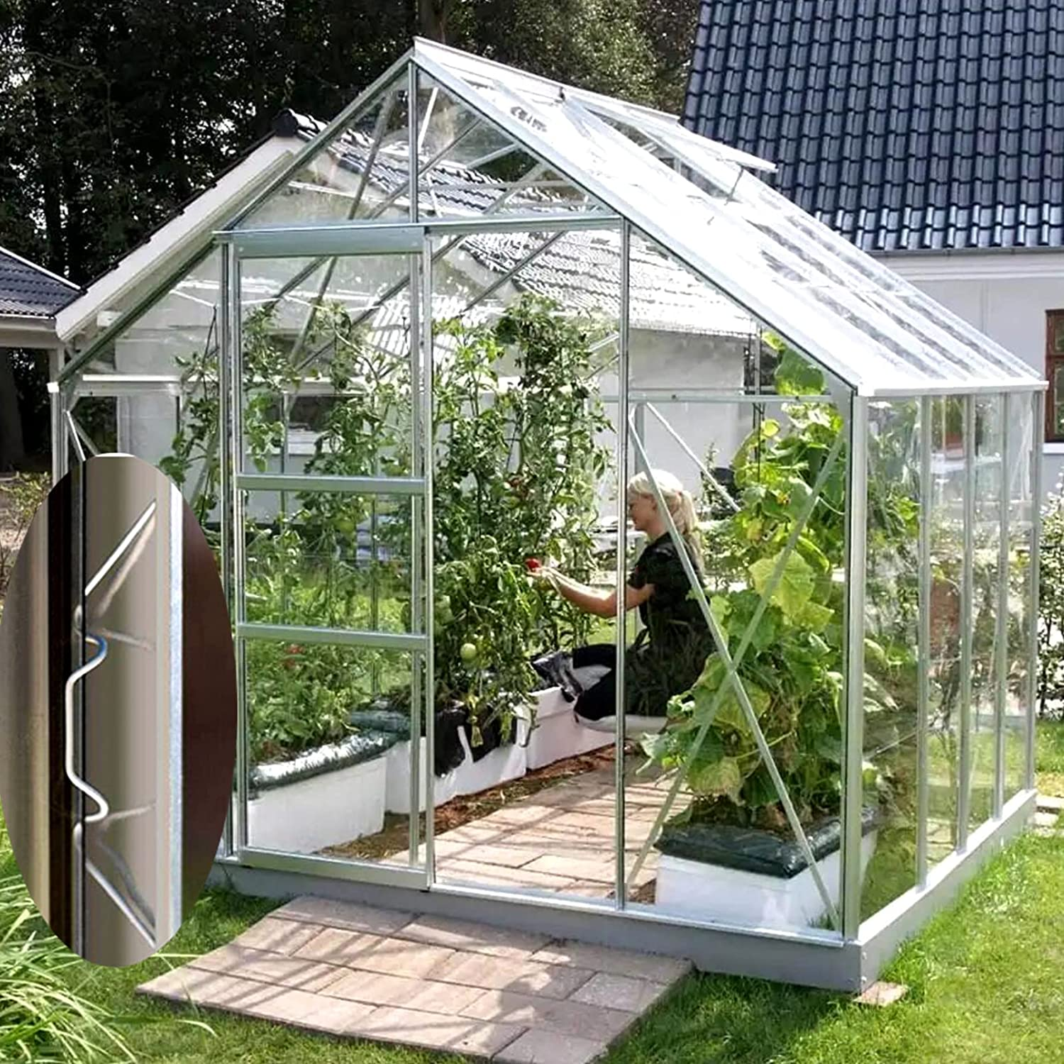 120Pcs Garden Greenhouse Glass Clips, Greenhouse Repair Kit (60Pcs W Wire Clips + 60Pcs Z Overlap Clips), Stainless Steel Greenhouse Window Clips, Glass Pane Fixings Clips, Glazing Clips. image number 1