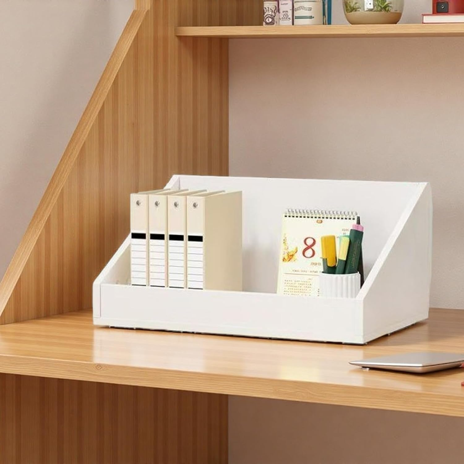 Mobile Organiser Wooden Bookshelf, Office Desk Display Shelf Unit, Book Storage Bookcase, Books Shelves A253 (Black)