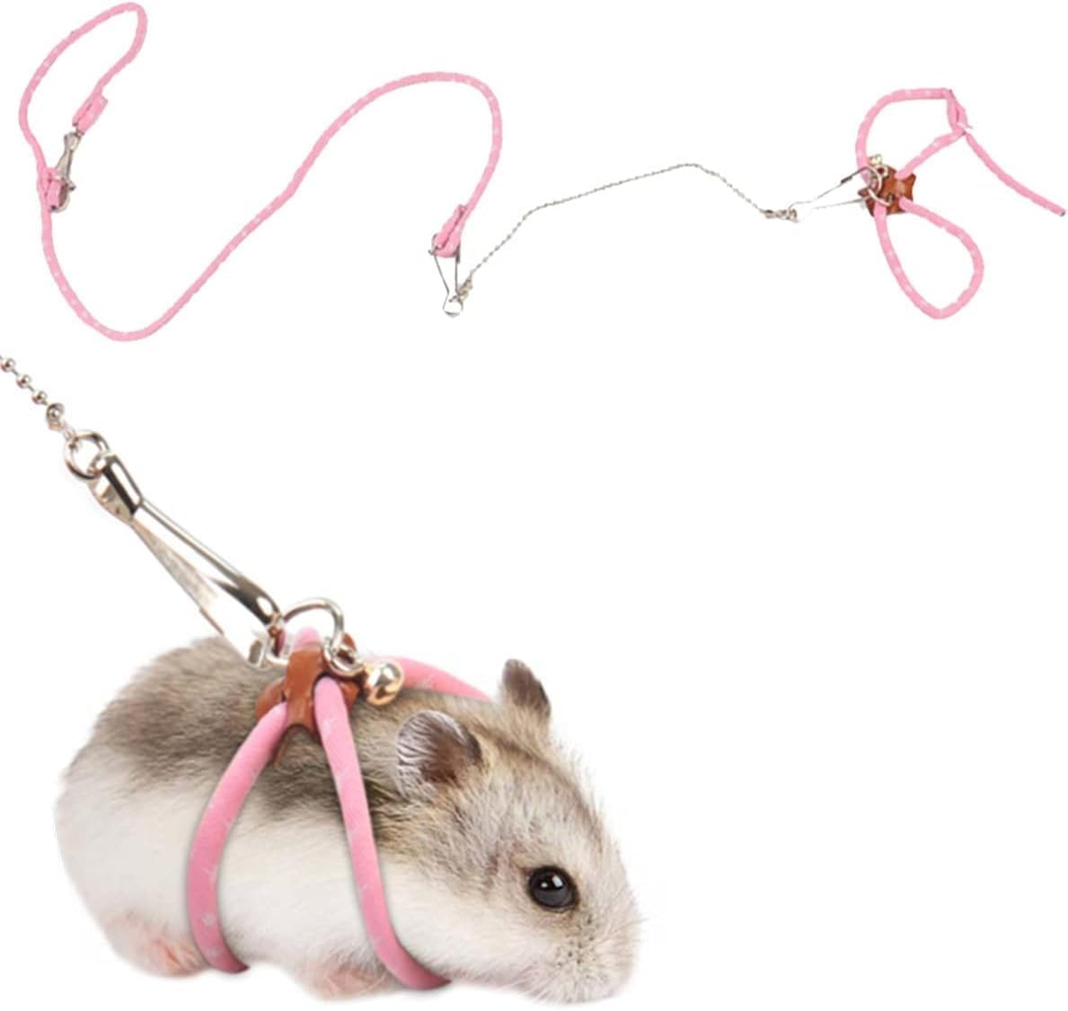 Pet Hamster Harness Hamster Harness Small Animals Harness Rope Adjustable Small Animal Lead for Guinea Pig Bird Parrot Mouse Hamsters Squirrel (Pink, One Size) image number 5
