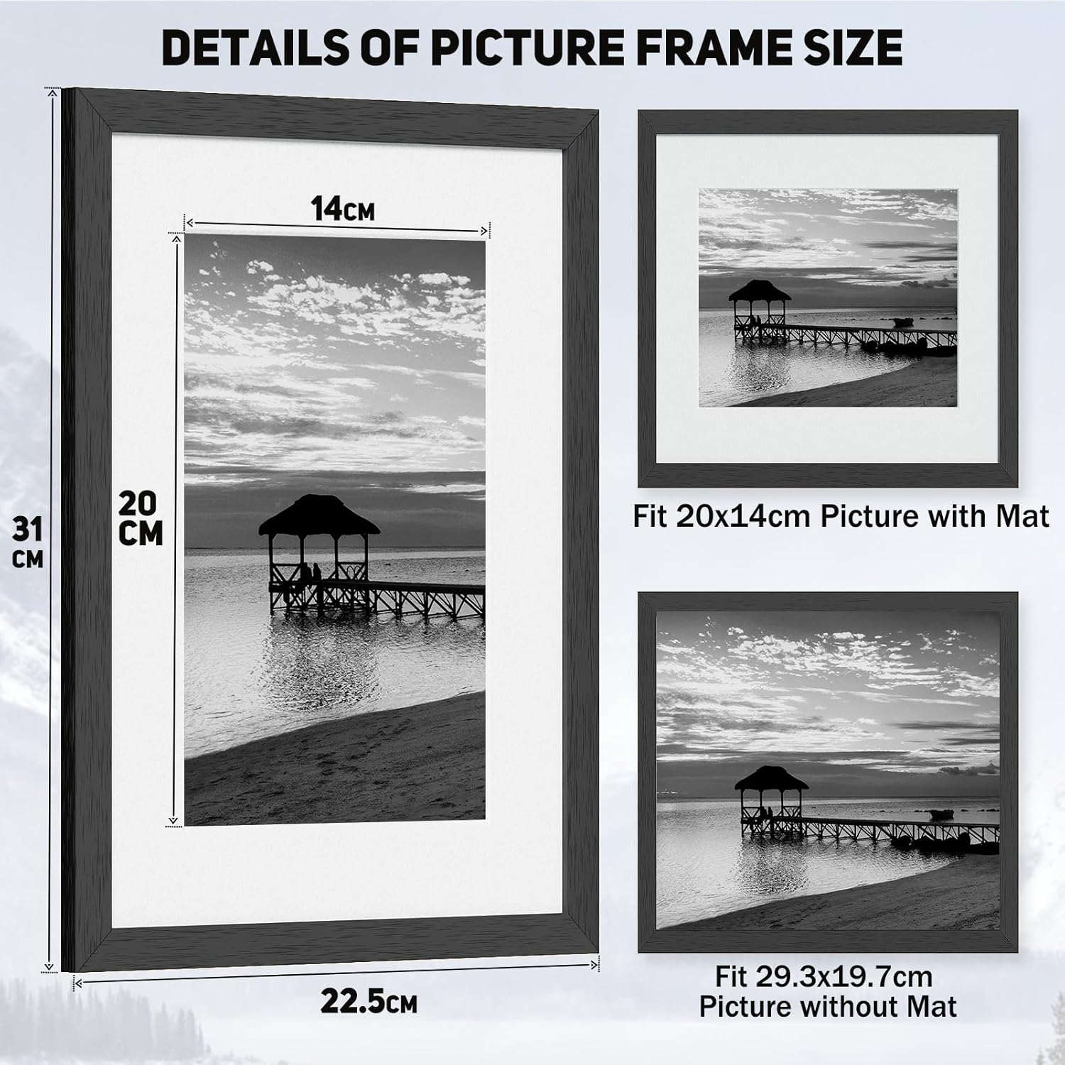 A4 Picture Photo Frames Set of 2, Versatile Shatterproof Photo Posters Certificates Frame for Home Store Office, Wall Horizontal Vertical Display, Black image number 6