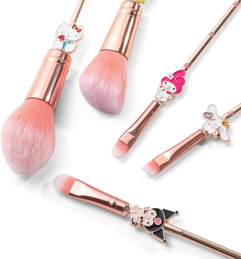 Rongji Jewelry Marie Cartoon Cat Makeup Brushes - 5Pcs Cute Animal Designed Soft Pink Makeup Brushes Set, Professional Cosmetic Tool Kit Pink Drawstring Bag Included for Girls and Women (5PCS Kuu) image number 4