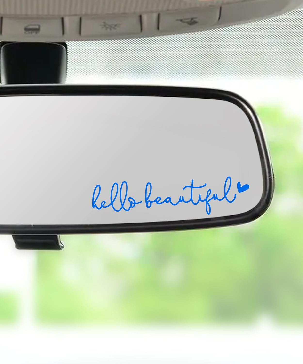 RACOONA Rearview Mirror Decal,Hello Beautiful Decal,Car Accessories Stickers Rearview Mirror Sticker (Blue)