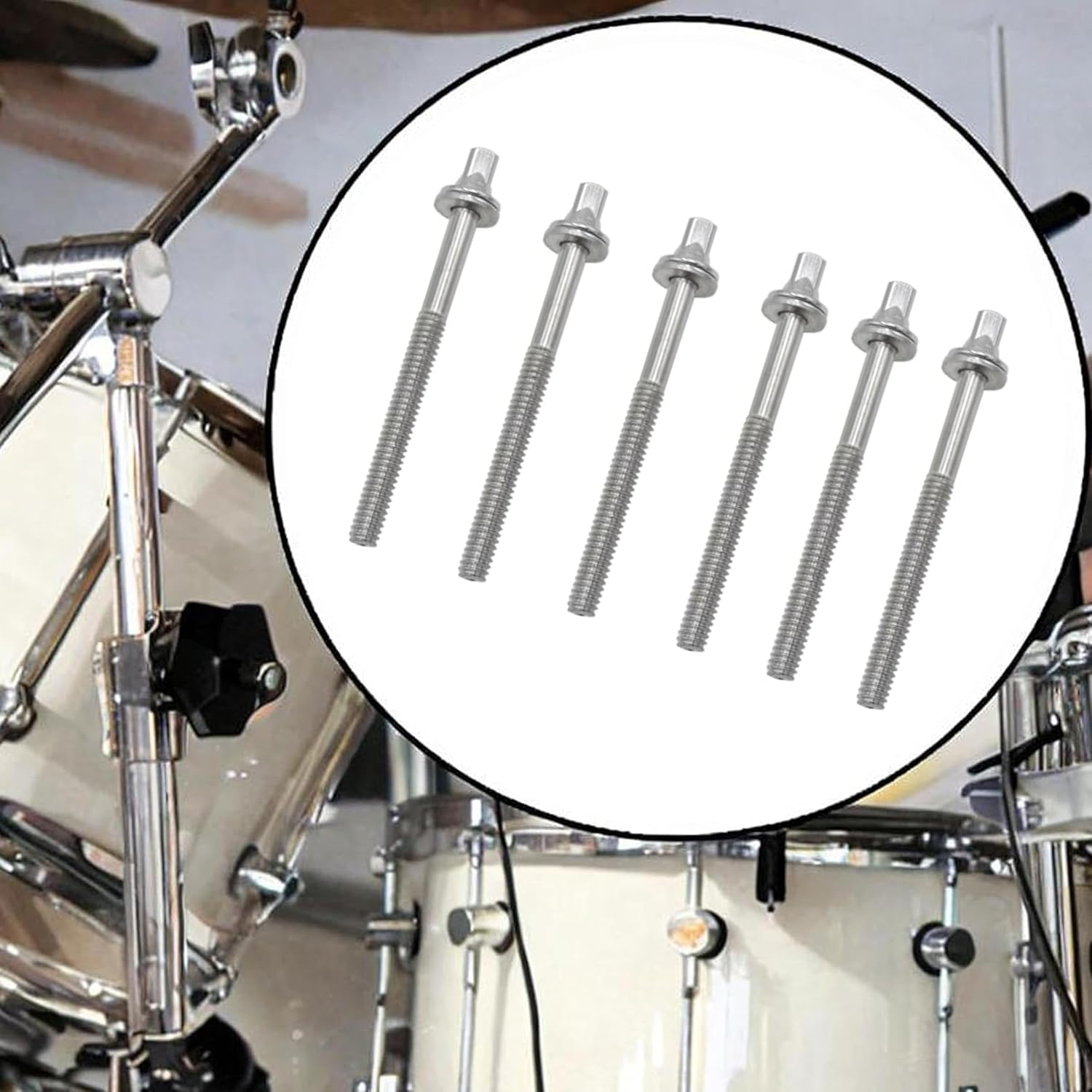 Drum Tension Rods with Washers, 6-Piece Set, Mounting Screws for Jazz and Snare Drums, Percussion Instrument Parts (50Mm) image number 1