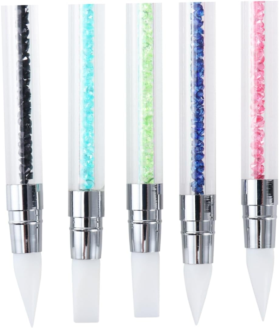 HAMPPLIES 5Pcs Nail Art Engraving Pen Set Acrylic Rhinestone Handle Pointillism Pen for Gel Polish Nail Art Tools Dotting Tool image number 2