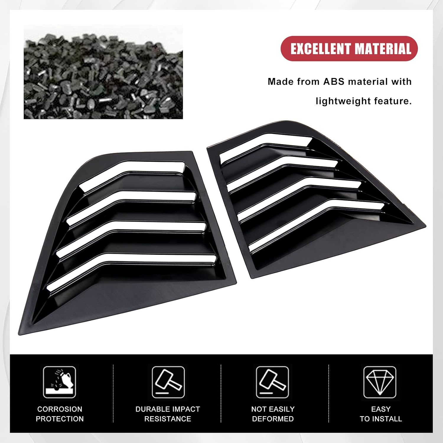 Sporacingrts Side Window Louvers Scoop Cover Sunshade Compatible with 2018 2019 2020 2021 2022 Kia Stinger Black (YMX3-1-SSW055-BK) - Carbon Fiber Style image number 3