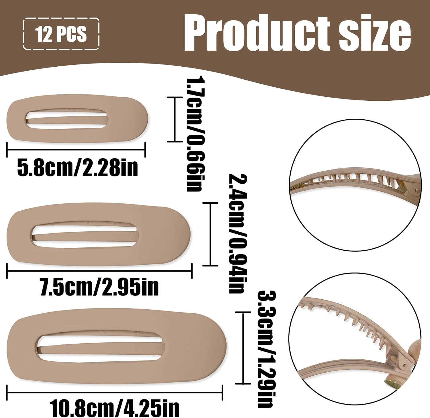 TEAONE Duck Billed Thin Thick Hair Barrette, 12 PCS Flat Hair Clips for Hair Decoration Accessories (3 Size, 4 Colors) image number 3