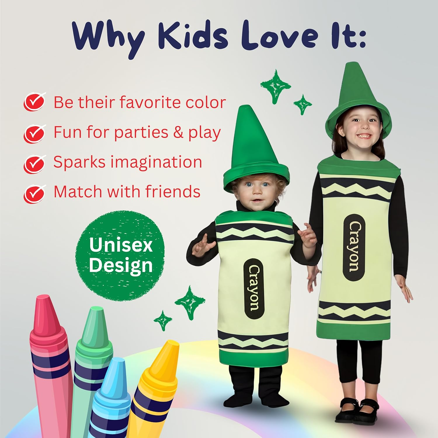 Dress up America Kids Green Crayon Costume