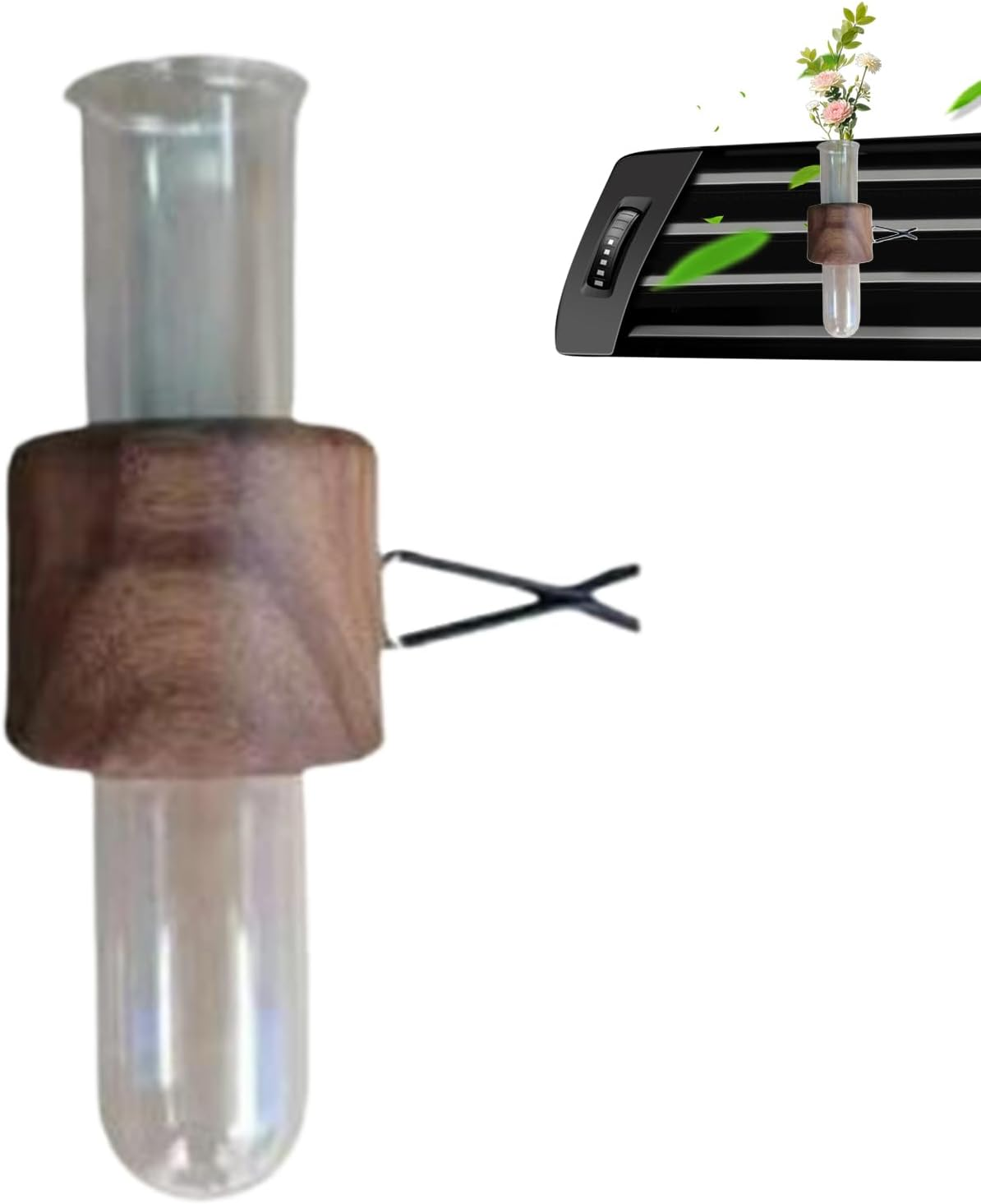 Car Flower Vase,Automotive Flower Vase Holder Car Vent Decoration - Adjustable Holder Long-Lasting Wood Freshener Plant Decor for Interior Family Friends image number 4