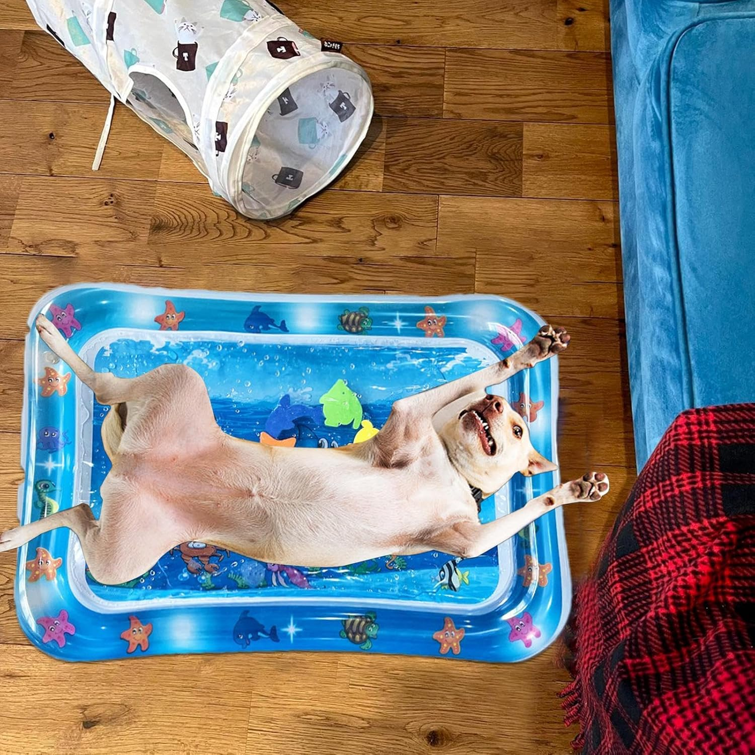 Water Mat for Cats, Water Sensory Playmat with Fish for Pet, Inflatable Water Mat for Cat and Dog, Water Sensory Pad Water Feel Cool Comfort image number 1