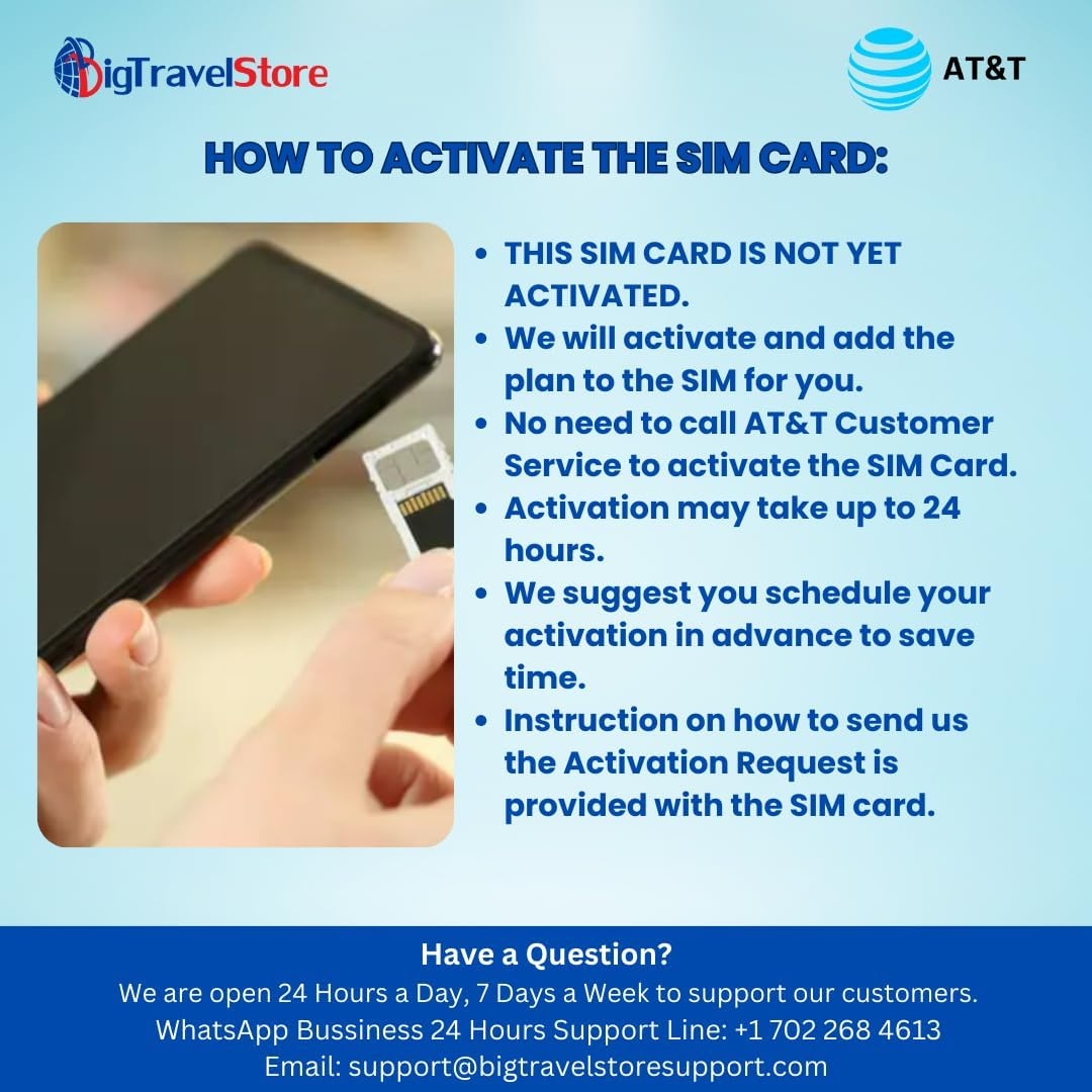 AT&T Brand USA, Canada and Mexico Prepaid Travel SIM Card Unlimited Call/Text and up to 50GB Highspeed Data in USA (Except Alaska) and 25GB Highspeed Data in Canada/Mexico Combined (30 Days) image number 5