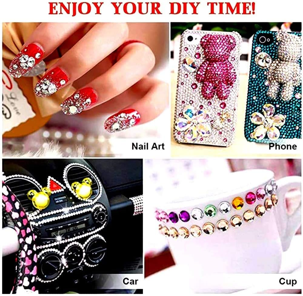 Rhinestone Stickers Self-Adhesive Jewels Sticker for Kids DIY Craft Cards Embellishment Diamond Gem Decorations, Wedding Decorations, Body, Nail, Scrapbooking Embellishment (9 Coloured Stickers) - 8 Silver Stickers image number 2