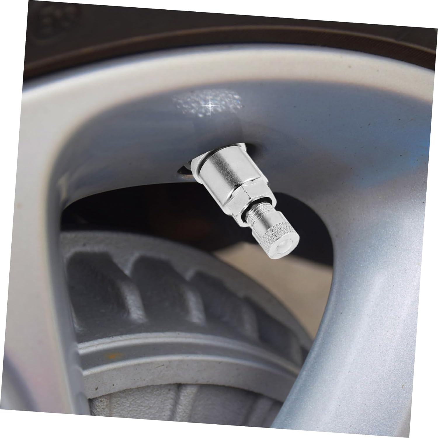 DINHEAROM 10Pcs Bolt-In Car Tire Valve Stems with Striped Caps Tubeless Wheel Valve Stems for Automotive and Motorcycle Tire Repair image number 6