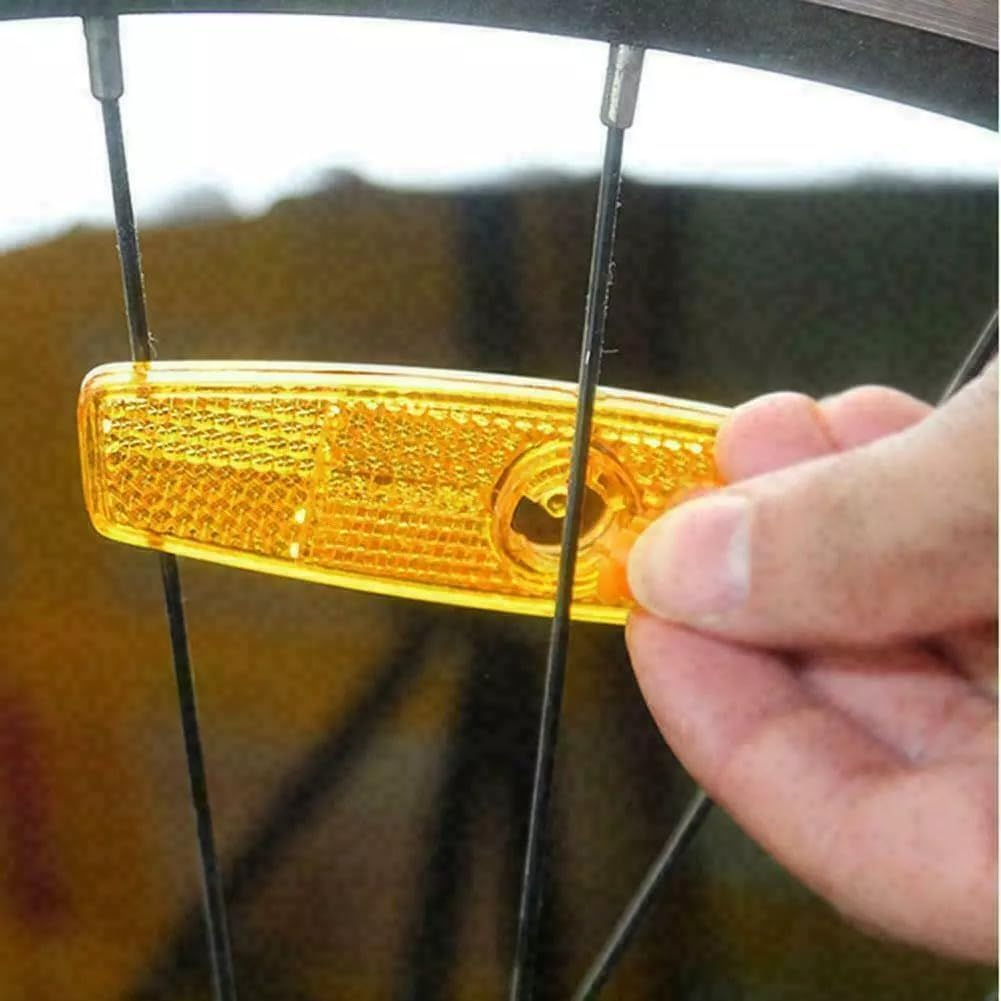 TDR 2PCS Bicycle Reflector Wheel Spoke Reflecting Warning Device Yellow Clip Mount Cycling Visibility Parts Accessories Road MTB Bike Night Riding Equipment