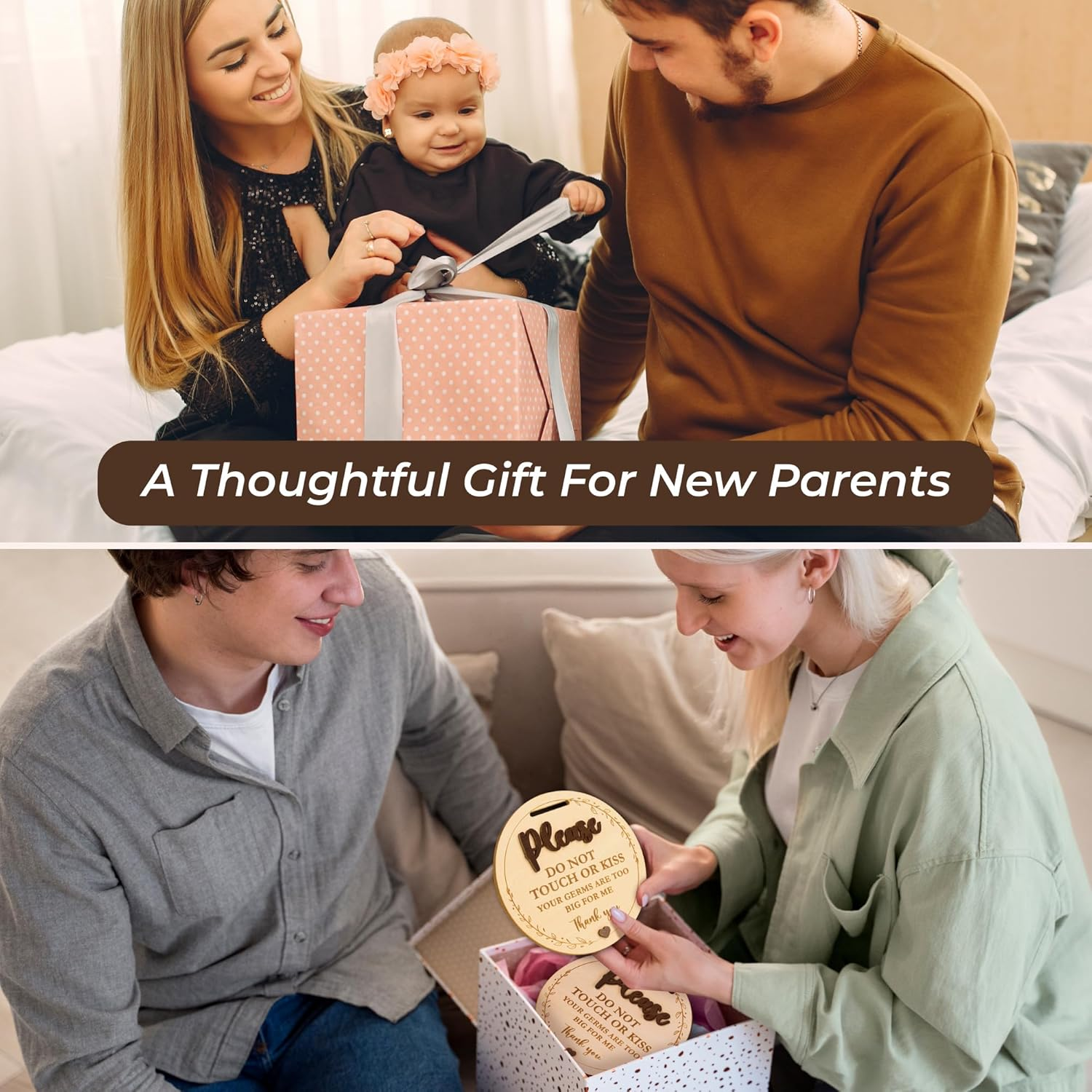 Please Do Not Touch or Kiss Baby Sign - 2 Pack Dont Touch Baby Sign for Car Seat or Stroller Tag, No Touching Baby Signage for Baby Newborn image number 4