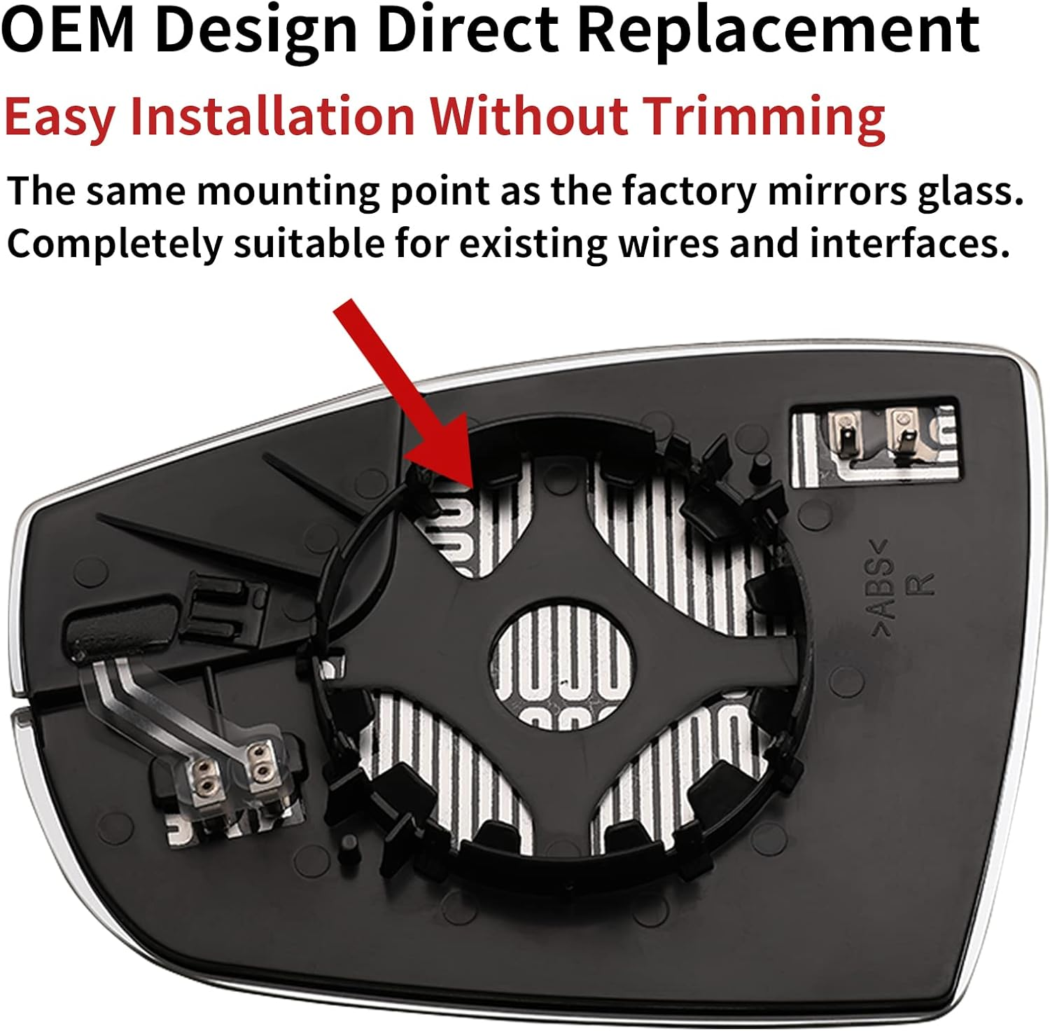 Right Side Mirror Replacement for 2012 2013 2014 2015 2016 2017 2018 Ford Focus Mirrors Glass - Convex Mirror Glass, Right Side Rear View Mirror with Heated image number 5