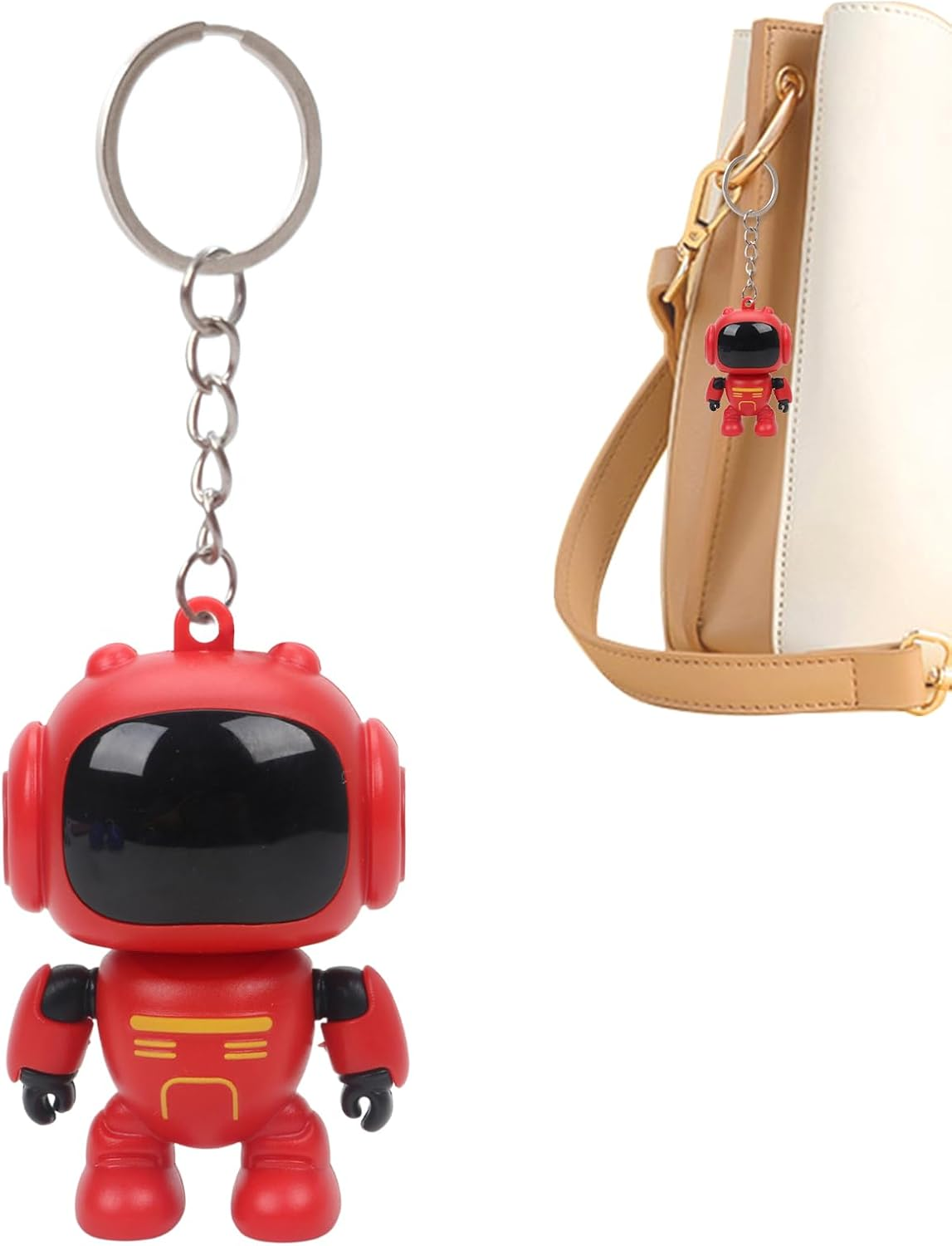 Robot Keychain | Joint Movable Robot Pendant - Glowing Eyes Design Backpack Charm | for Women Bag Wallet Schoolbag Handbag Home Car Travel