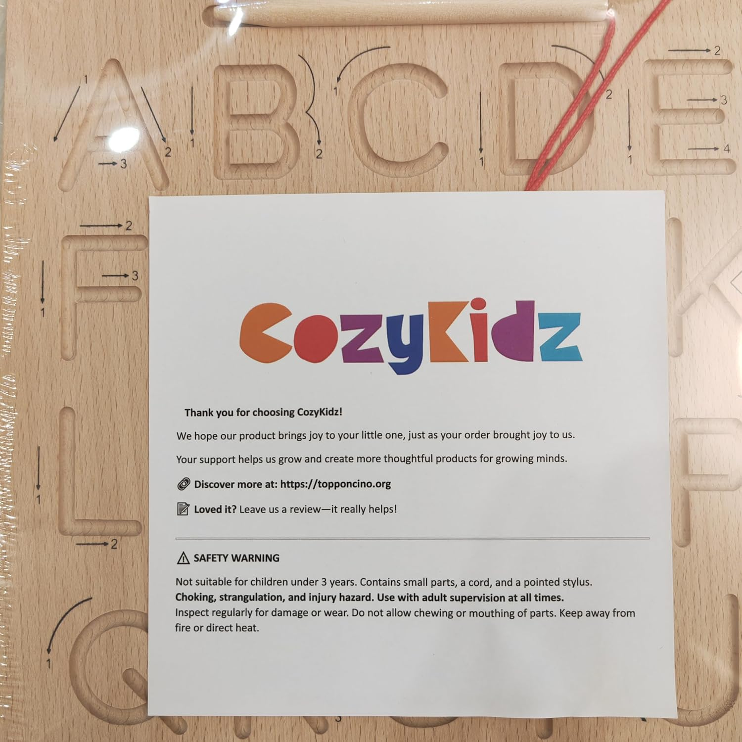 Double-Sided Wooden Alphabet Tracing Board &ndash; Uppercase & Lowercase Letters &ndash; Montessori ABC Learning Toy with Stylus &ndash; Fine Motor & Pre-Writing Skills for Toddlers & Preschoolers Ages 3+ image number 4